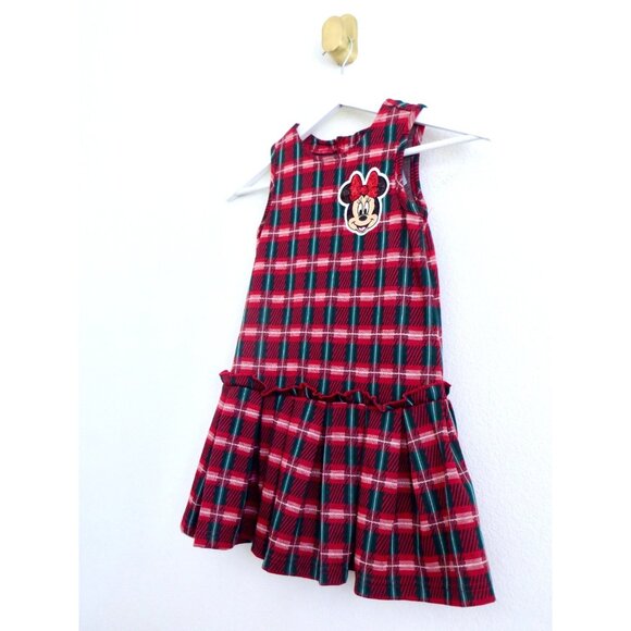 NEW! Disney Plaid Holiday Christmas Minnie Mouse Pleated Dress Red Green SZ 6 - Picture 5 of 10